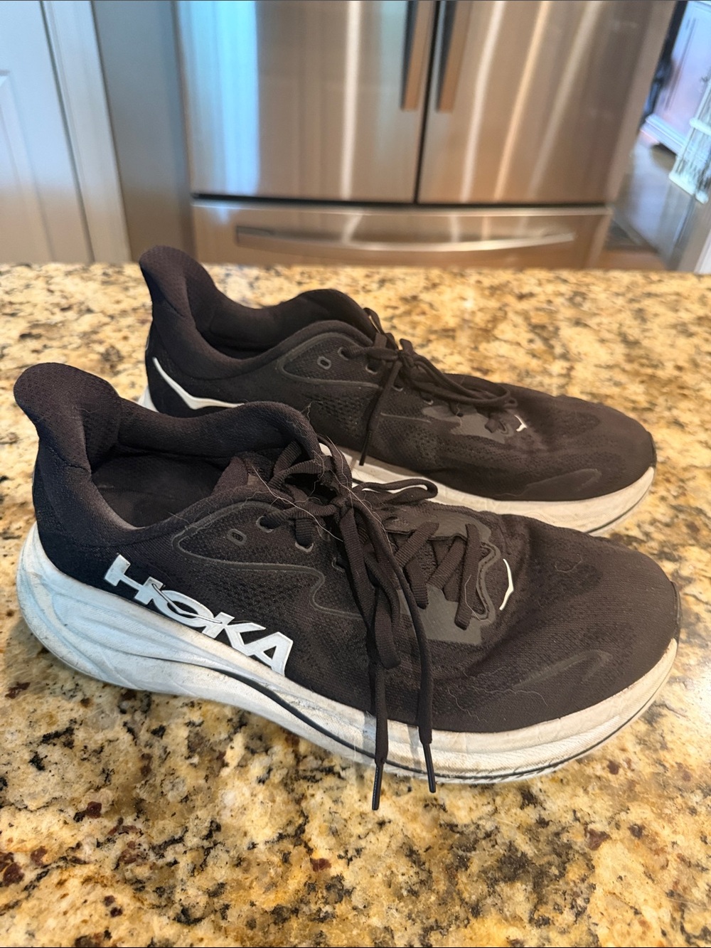 Hoka Men's Black and White Athletic Running Shoes